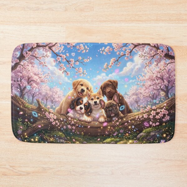 Item preview, Cute Puppies Under Cherry Blossoms designed and sold by AnnArtshock.