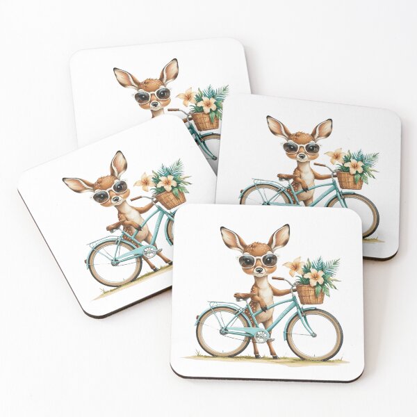 Item preview, Cute Deer Beach Cruiser Bicycle Hello Summer Watercolor designed and sold by AQUILAKREO.
