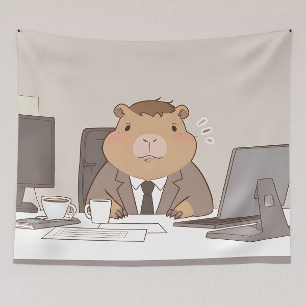 Item preview, Meeting Capybara — Office Humor Kawaii Sticker designed and sold by tommysworks.