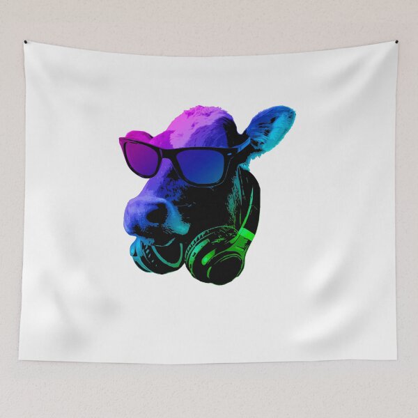 Item preview, Pop Art Cow Sunglasses Headphones Music Lover designed and sold by marke770.