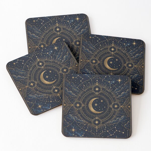 Item preview, Art Deco Celestial | Gold Moon & Constellation Pattern | Midnight Blue Astronomy Art designed and sold by SmilingAnny.