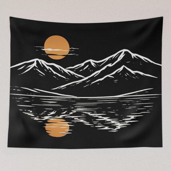 Item preview, Minimalist Mountain Sunrise - Zen Landscape Line Art designed and sold by myforestfog.