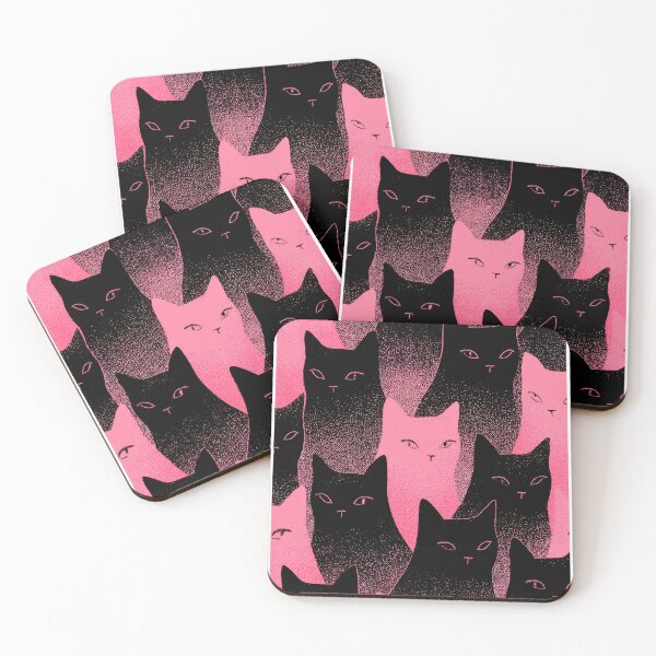 Item preview, Pink Black Cat Pattern | Cute Aesthetic Cat Lover Design designed and sold by Hoodybaba.