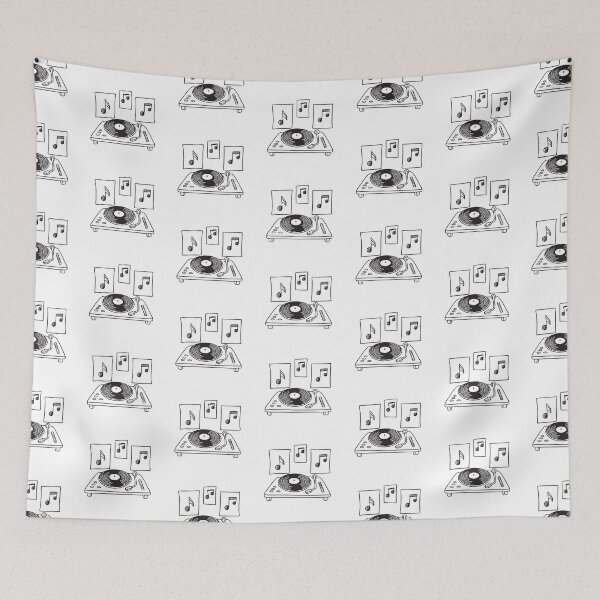 Item preview, Turntable Beneath Music Note Posters designed and sold by rasagamastore.
