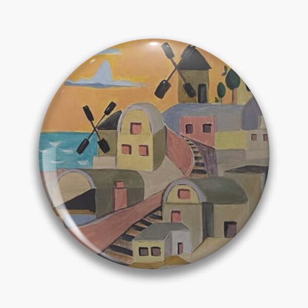 Item preview, Santorini Sunset — Cubist Mediterranean Village Painting designed and sold by jimmytedesky.