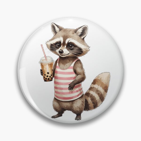 Item preview, Raccoon Boba Tea Hello Summer Watercolor designed and sold by AQUILAKREO.
