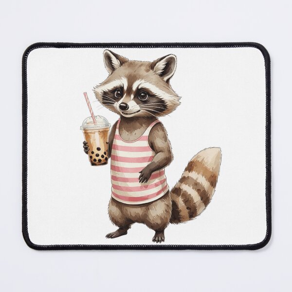 Item preview, Raccoon Boba Tea Hello Summer Watercolor designed and sold by AQUILAKREO.