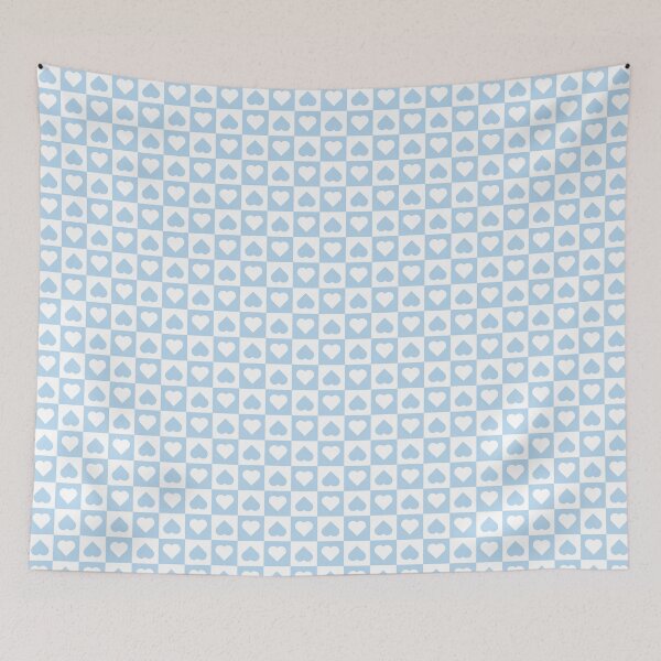 Item preview, White and Ice Blue checkered hearts designed and sold by pattern-archive.