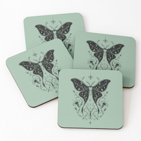 Item preview, Luna Moth, Night Butterfly, Butterfly, Flowers, Gothic Art designed and sold by Christine Krahl.