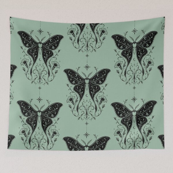 Item preview, Luna Moth, Night Butterfly, Butterfly, Flowers, Gothic Art designed and sold by Christine Krahl.