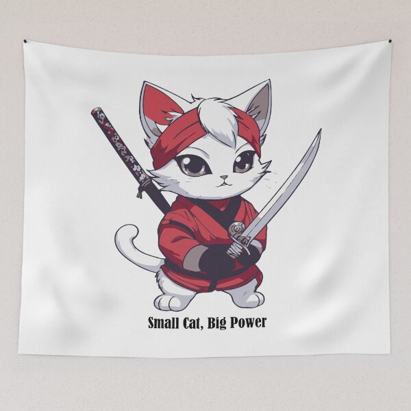 Item preview, Cute Ninja Cat – Kawaii Samurai Kitty Warrior Design designed and sold by Artimax-Studio.