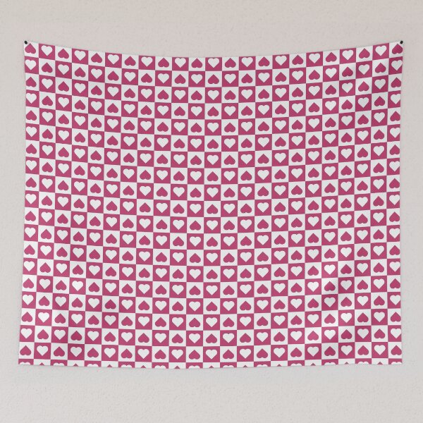 Item preview, White and Magenta checkered hearts designed and sold by pattern-archive.