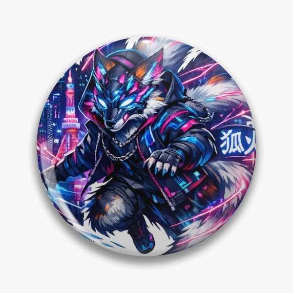 Item preview, Cyberpunk Fox Kitsune Japanese Yokai Spirit Aesthetic Art designed and sold by KhadijaBatool38.