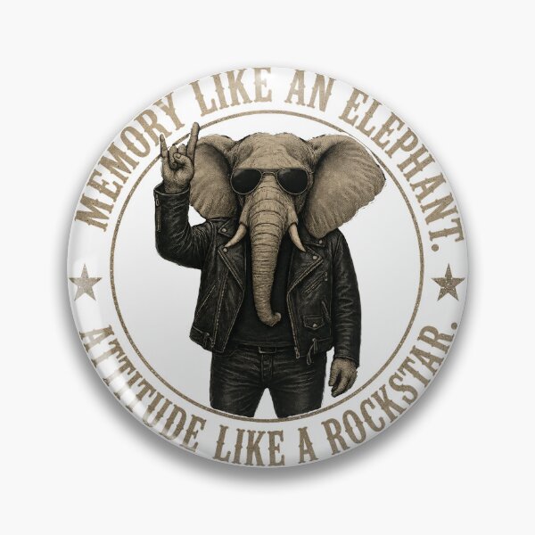 Item preview, Memory Like an Elephant, Attitude Like a Rockstar | Funny Elephant Rock Shirt designed and sold by Daagath.