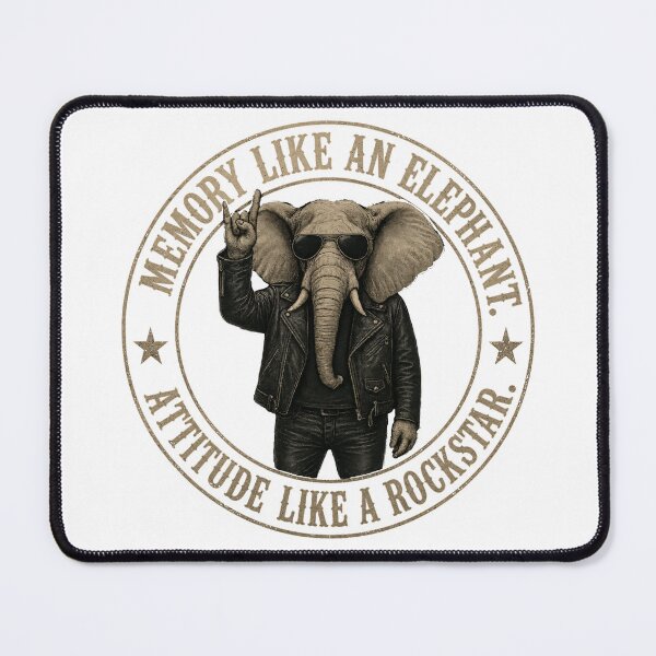 Item preview, Memory Like an Elephant, Attitude Like a Rockstar | Funny Elephant Rock Shirt designed and sold by Daagath.