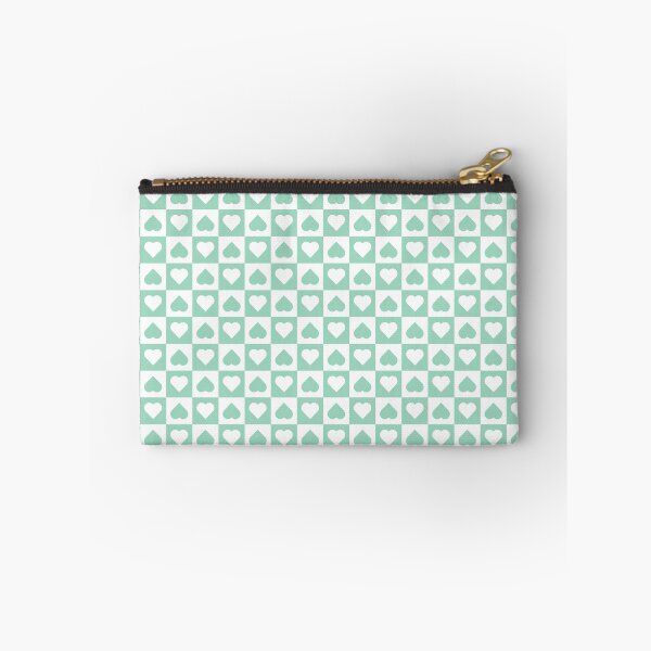 Item preview, White and Mint checkered hearts designed and sold by pattern-archive.