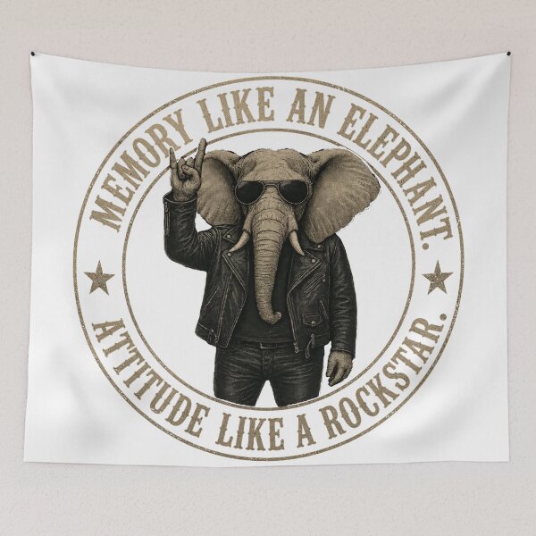 Item preview, Memory Like an Elephant, Attitude Like a Rockstar | Funny Elephant Rock Shirt designed and sold by Daagath.
