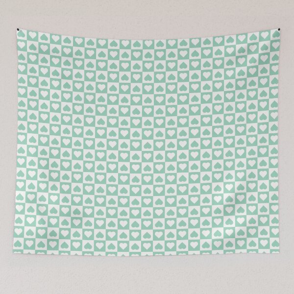 Item preview, White and Mint checkered hearts designed and sold by pattern-archive.