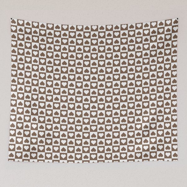Item preview, White and Mocha checkered hearts designed and sold by pattern-archive.