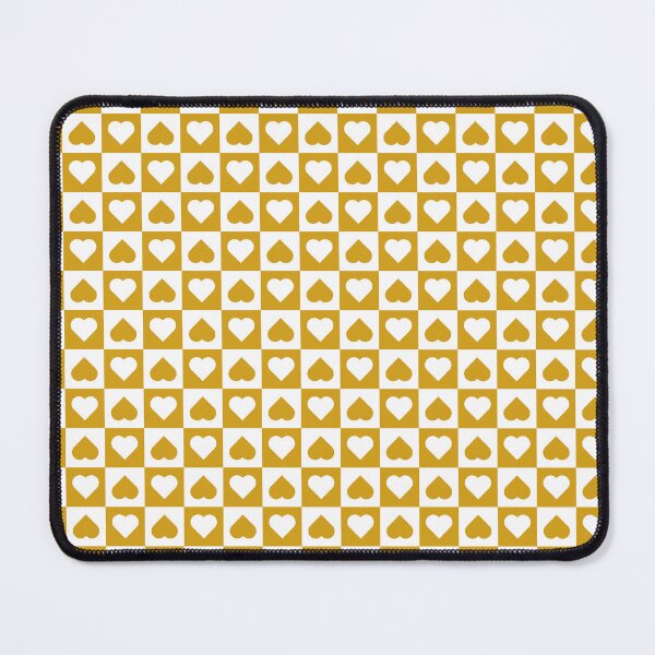 Item preview, White and Mustard checkered hearts designed and sold by pattern-archive.