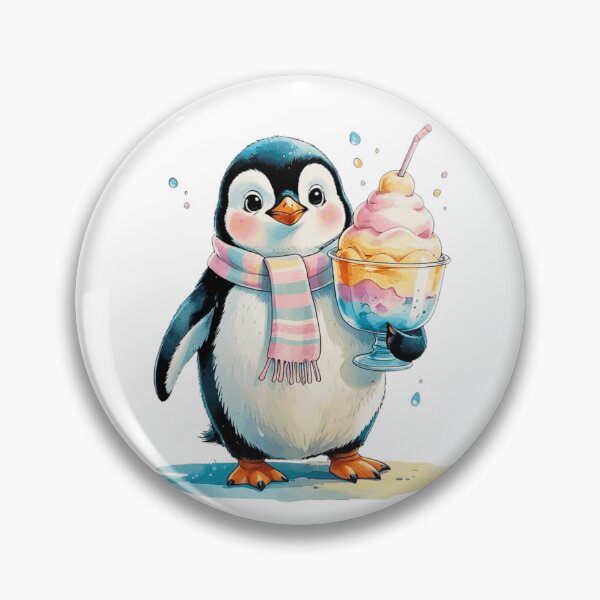 Item preview, Cute Penguin Shaved Ice Tropical Hello Summer Watercolor designed and sold by AQUILAKREO.