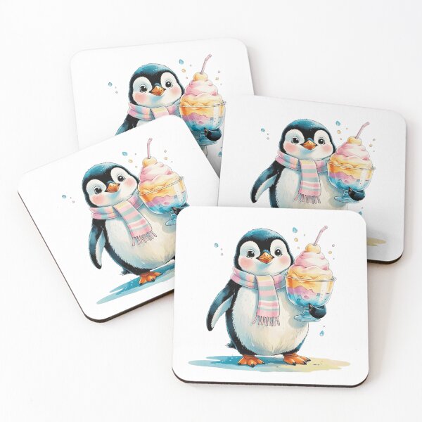 Item preview, Cute Penguin Shaved Ice Tropical Hello Summer Watercolor designed and sold by AQUILAKREO.