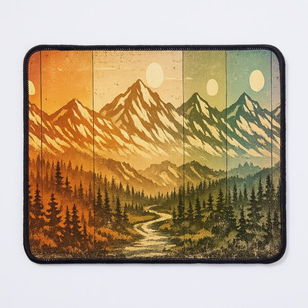 Item preview, Mountain Landscape Color Sequence - Retro Rainbow Nature Art designed and sold by myforestfog.
