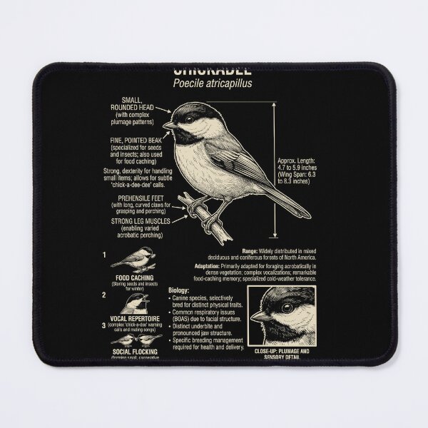 Item preview, Chickadee Scientific Anatomy Ornithology Animal Lover designed and sold by Kimberley King Art  King Art.