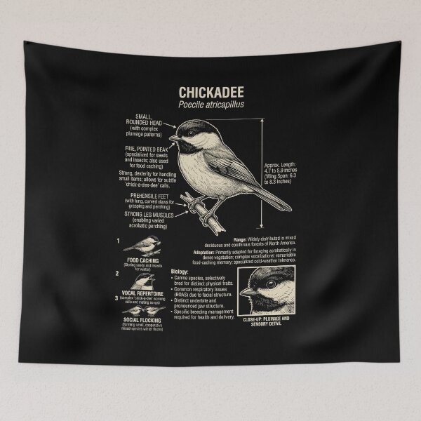 Item preview, Chickadee Scientific Anatomy Ornithology Animal Lover designed and sold by Kimberley King Art  King Art.