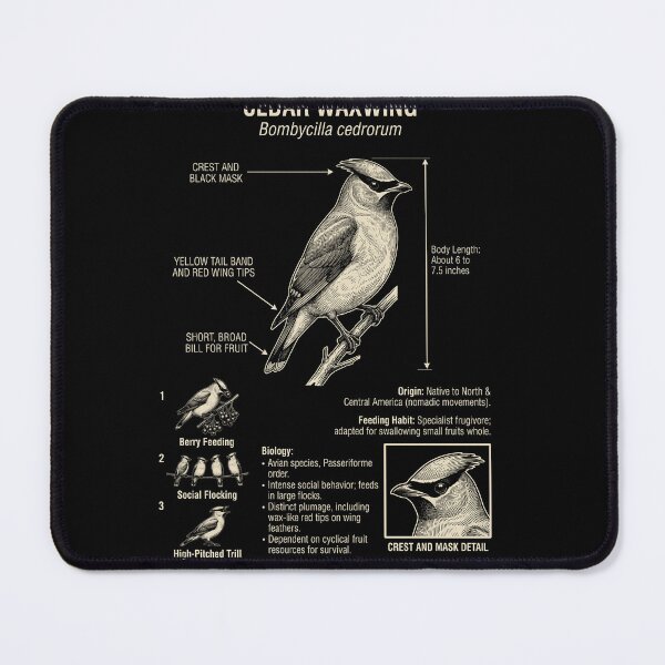 Item preview, Cedar Waxwing Scientific Anatomy Ornithology Animal Lover designed and sold by Kimberley King Art  King Art.
