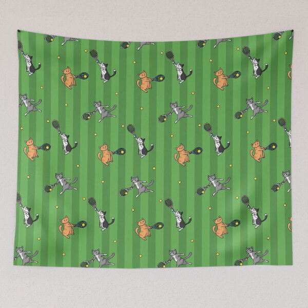 Item preview, Tennis cats pattern designed and sold by doodlecats.
