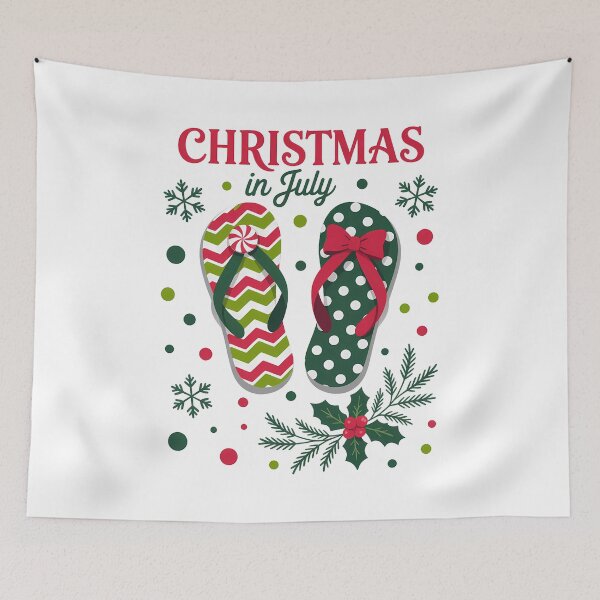 Item preview, Christmas in July Flip Flops Xmas Flip Flops Summer Holiday designed and sold by SapfireStuArt.
