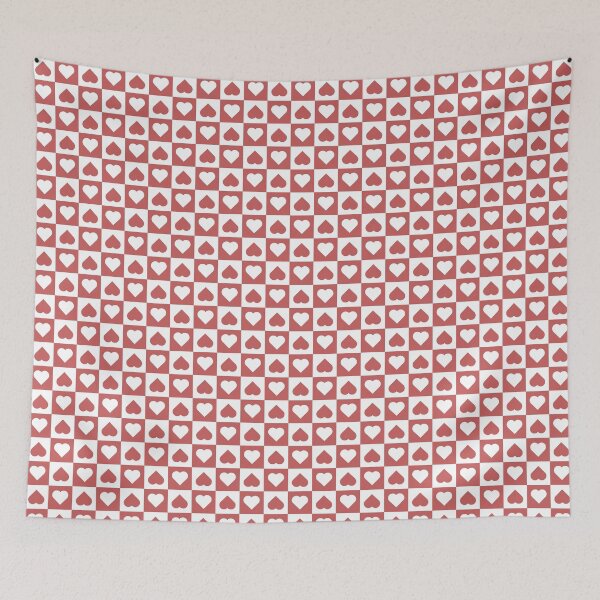 Item preview, White and Pastel Red checkered hearts designed and sold by pattern-archive.