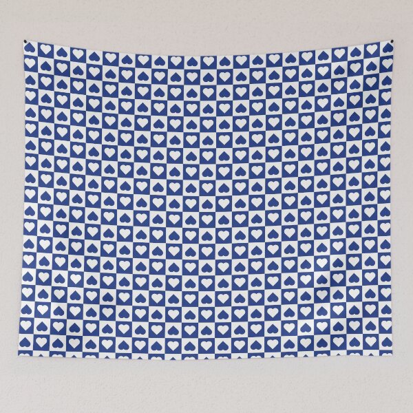 Item preview, White and Royal Blue checkered hearts designed and sold by pattern-archive.