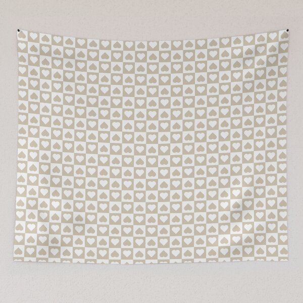 Item preview, White and Sand checkered hearts designed and sold by pattern-archive.