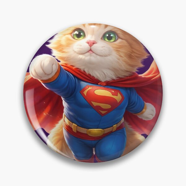 Item preview, Super Cat Flying Hero with Red Cape Art designed and sold by BarkAndArt.