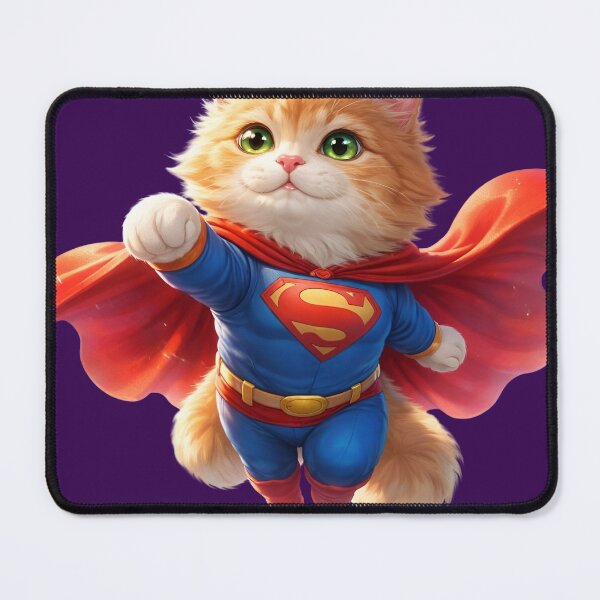 Item preview, Super Cat Flying Hero with Red Cape Art designed and sold by BarkAndArt.