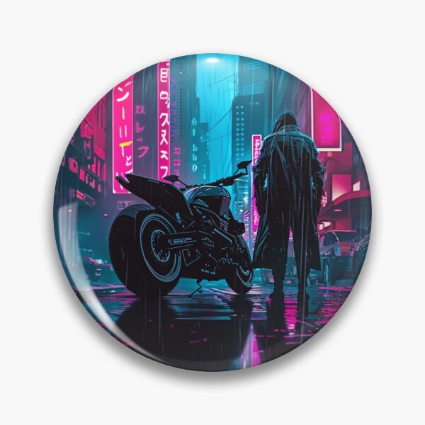 Item preview, Cyberpunk T-Shirt | Futuristic Motorcycle Neon City Rainy Night Streetwear designed and sold by VectorForge.