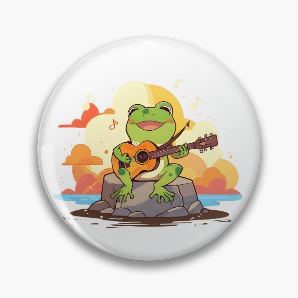 Item preview, Guitar Frog — Musician Kawaii Frog Sticker designed and sold by tommysworks.