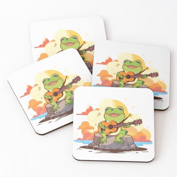 Item preview, Guitar Frog — Musician Kawaii Frog Sticker designed and sold by tommysworks.