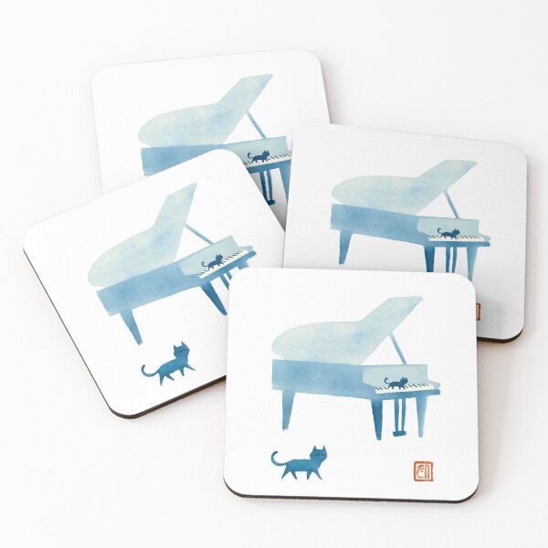 Item preview, Minimalist Piano and Cat Art | Music Lover Illustration designed and sold by Hoodybaba.