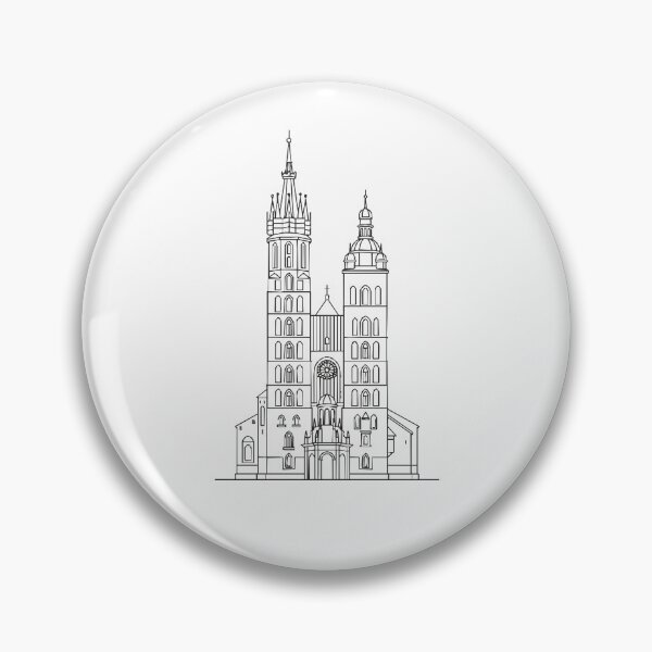 Item preview, Midnight in Krakow - Minimalist St. Mary's Basilica Line Art designed and sold by mijaczeek.