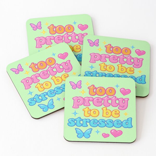 Item preview, Too Pretty To Be Stressed | Cute Y2K Aesthetic Design designed and sold by BookedAndDesign.