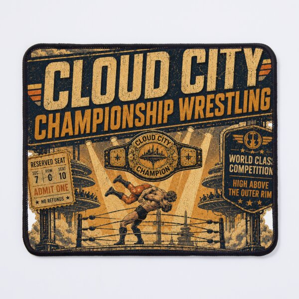 Item preview, Cloud City Championship Wrestling Vintage Retro Sci-Fi Territory Wrestling T-Shirt designed and sold by The Irish Whip.
