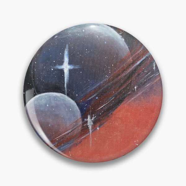 Item preview, Red Sky Over Saturn — Acrylic Space Landscape Painting designed and sold by jimmytedesky.