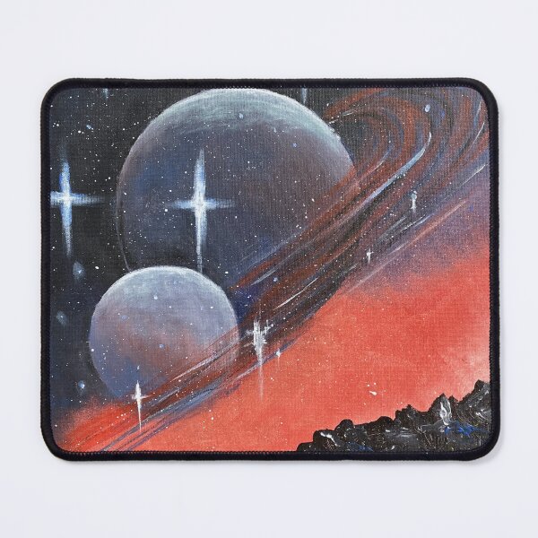 Item preview, Red Sky Over Saturn — Acrylic Space Landscape Painting designed and sold by jimmytedesky.