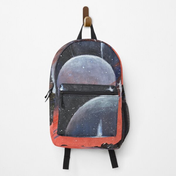 Item preview, Red Sky Over Saturn — Acrylic Space Landscape Painting designed and sold by jimmytedesky.