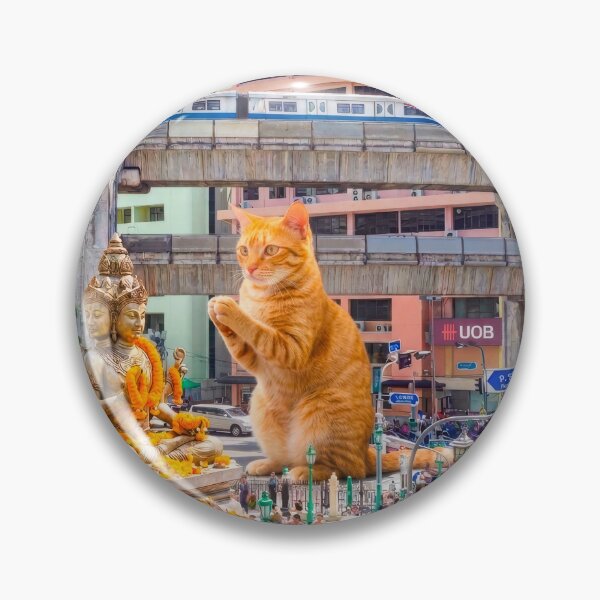 Item preview, Giant Orange Cat Praying in Bangkok designed and sold by PorfileJ.