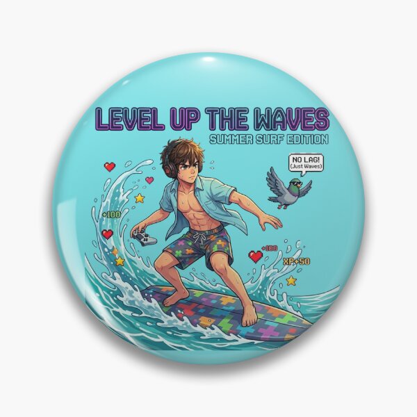 Item preview, Level Up The Waves – Anime Gamer Surfer with Controller  designed and sold by DailyStruggleCo.