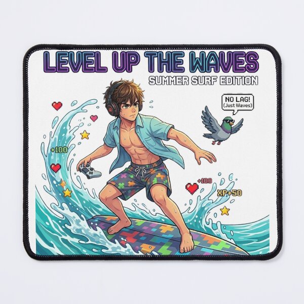 Item preview, Level Up The Waves – Anime Gamer Surfer with Controller designed and sold by DailyStruggleCo.